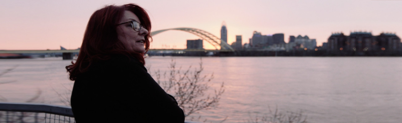 Scarlet Hudson looking over the river to Cincinnati